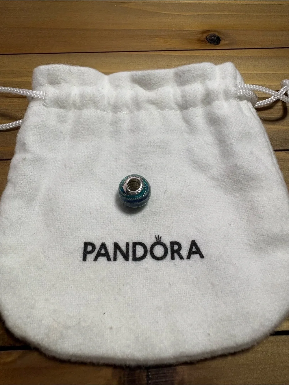 Pandora Teal Wave Enamel & Sterling Charm